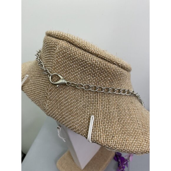 Pink & Purple Disc Necklace With Silver Chain - Picture 4 of 4